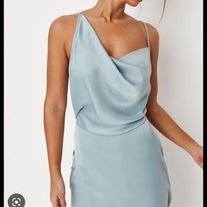 Misguided asymmetrical satin drape dress size 14
